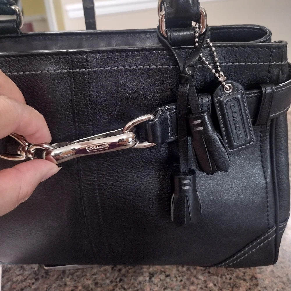 Coach Hamptons Black Leather Satchel